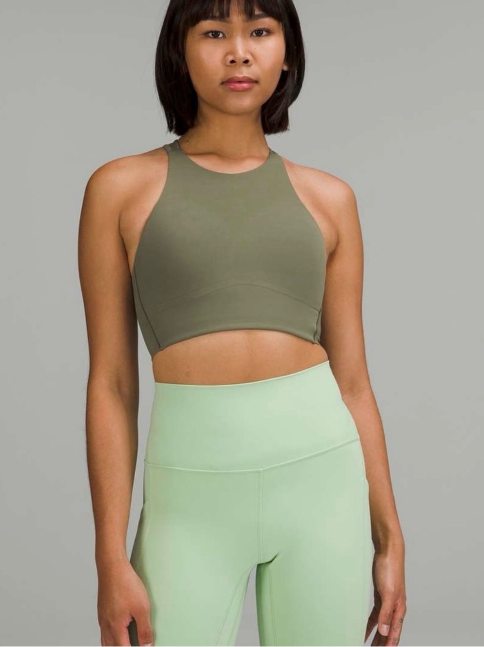 Lululemon Like a Cloud High-Neck Longline Bra medium olive size 4